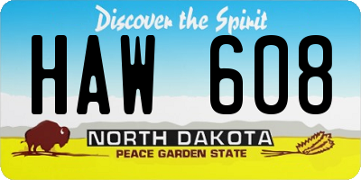 ND license plate HAW608