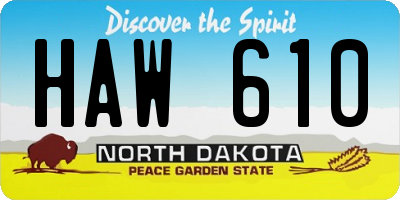 ND license plate HAW610