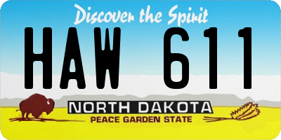 ND license plate HAW611