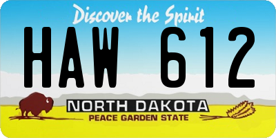 ND license plate HAW612