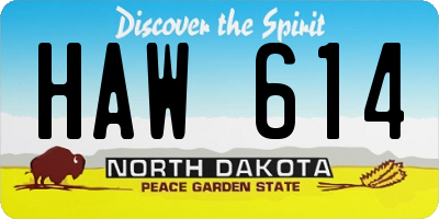 ND license plate HAW614