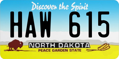 ND license plate HAW615