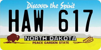 ND license plate HAW617