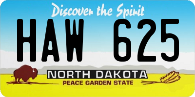 ND license plate HAW625