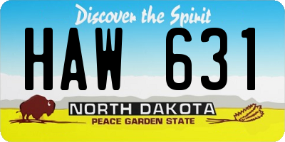 ND license plate HAW631