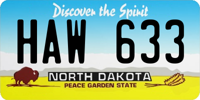 ND license plate HAW633