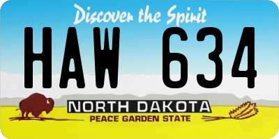 ND license plate HAW634