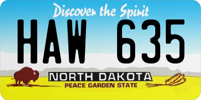 ND license plate HAW635