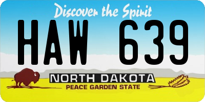 ND license plate HAW639