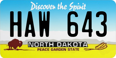 ND license plate HAW643