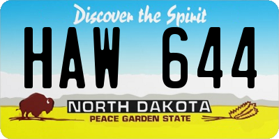 ND license plate HAW644