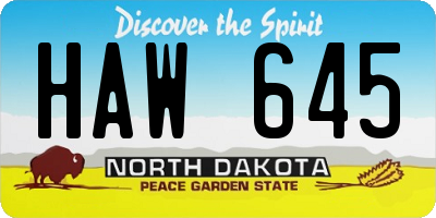 ND license plate HAW645