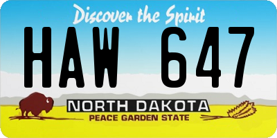 ND license plate HAW647