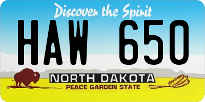 ND license plate HAW650