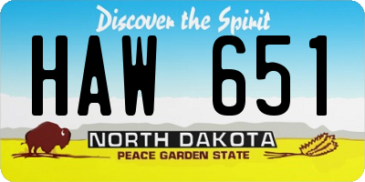 ND license plate HAW651