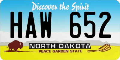 ND license plate HAW652