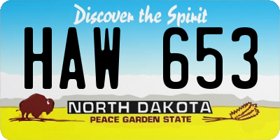 ND license plate HAW653