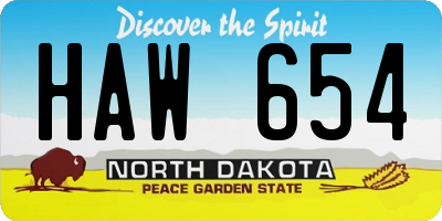 ND license plate HAW654