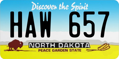 ND license plate HAW657