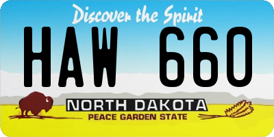 ND license plate HAW660