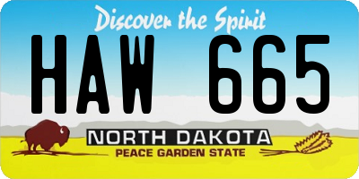 ND license plate HAW665