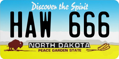 ND license plate HAW666