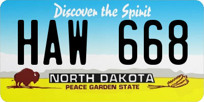 ND license plate HAW668