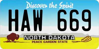 ND license plate HAW669