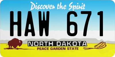 ND license plate HAW671