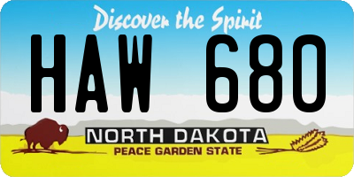 ND license plate HAW680