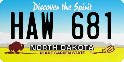 ND license plate HAW681