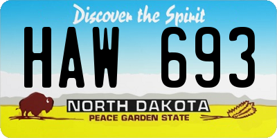 ND license plate HAW693