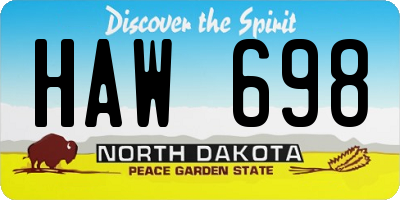 ND license plate HAW698