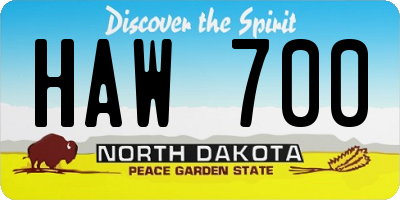 ND license plate HAW700