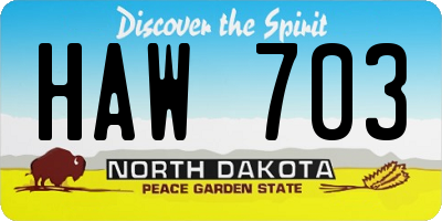 ND license plate HAW703