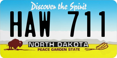 ND license plate HAW711