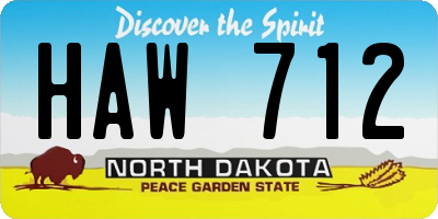 ND license plate HAW712