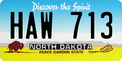 ND license plate HAW713