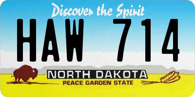 ND license plate HAW714