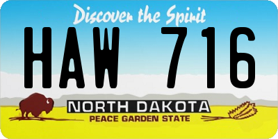 ND license plate HAW716