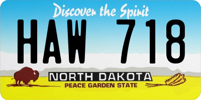 ND license plate HAW718