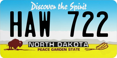 ND license plate HAW722