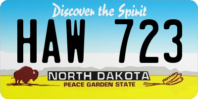 ND license plate HAW723