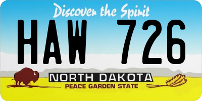 ND license plate HAW726