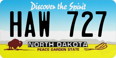 ND license plate HAW727