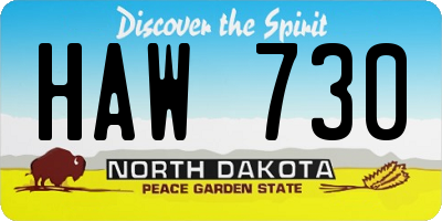 ND license plate HAW730