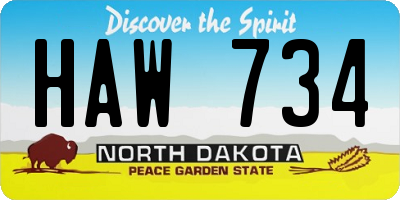 ND license plate HAW734