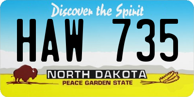 ND license plate HAW735