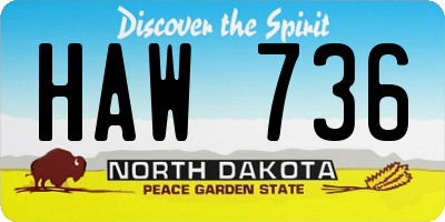 ND license plate HAW736