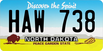 ND license plate HAW738